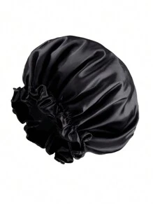 Awegeo Red de dormir para mujer de doble capa de satén y spandex con un solo color y borde ondulado, gorra de dormir elegante y cómoda, transpirable y suave, adecuada para dormir y cuidado del pelo - A - Ver 21