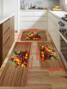 1pc Beautiful Fruit Pattern Kitchen Mat, Fresh Food Motif Throw Carpet, Polyester  Entrance Pad, Durable Bathroom Rug, For Home Room Supplies Art Spring Decor Gift Shower Supplies Entryway Sofa Seat Floating Window