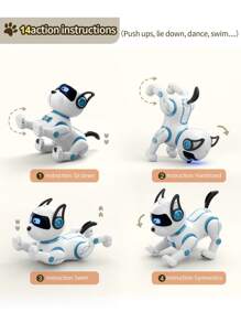 Remote Control Robot Cat Robot Dog For Kids, Interactive Robotic Dog Robotic Cat, Robo Dog Robo Cat, RC Robot With Touch Sensing, LED Eyes, Dance & Music - White - View 6