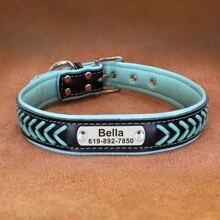 Personalized PU Braided Dog Collar, Solid Color, Customizable With Engraved Nameplate, Adjustable, Suitable For Small And Medium Dogs