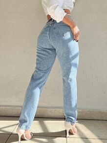 Women Jeans - 中等水洗藍 - 查看 2