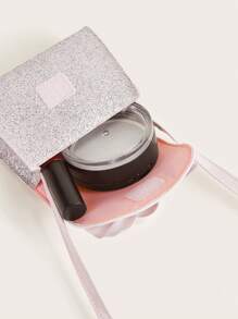 1pc Girl's Rainbow Holographic Grid Bowknot Cute Mini Satchel Purse