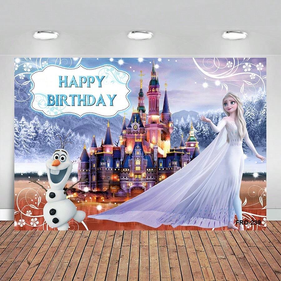 Backdrop For Birthday Party Supplies Frozen Photo Backgrounds Princess  Anna Theme Banner - Multicolor - View 1