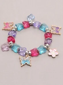 1pc Colorful Cartoon Mermaid, Butterfly, Shell Pendant Bracelet, Casual Beachy Style, Suitable For Girls, Beach Vacation (Actual Item May Have Minor Differences From The Picture, Please Refer To The Actual Product)