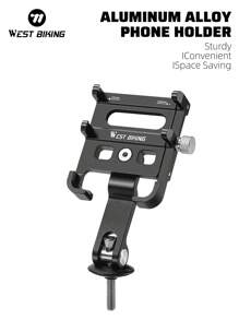 WEST BIKING TÂY BIKING Hợp kim nhôm Giá đỡ điện thoại trên xe đạp 4 móng vuốt Giá đỡ cốc Chống sốc Xe đạp leo núi & Giá đỡ xe đạp đường bộ - màu đen - Xem 1