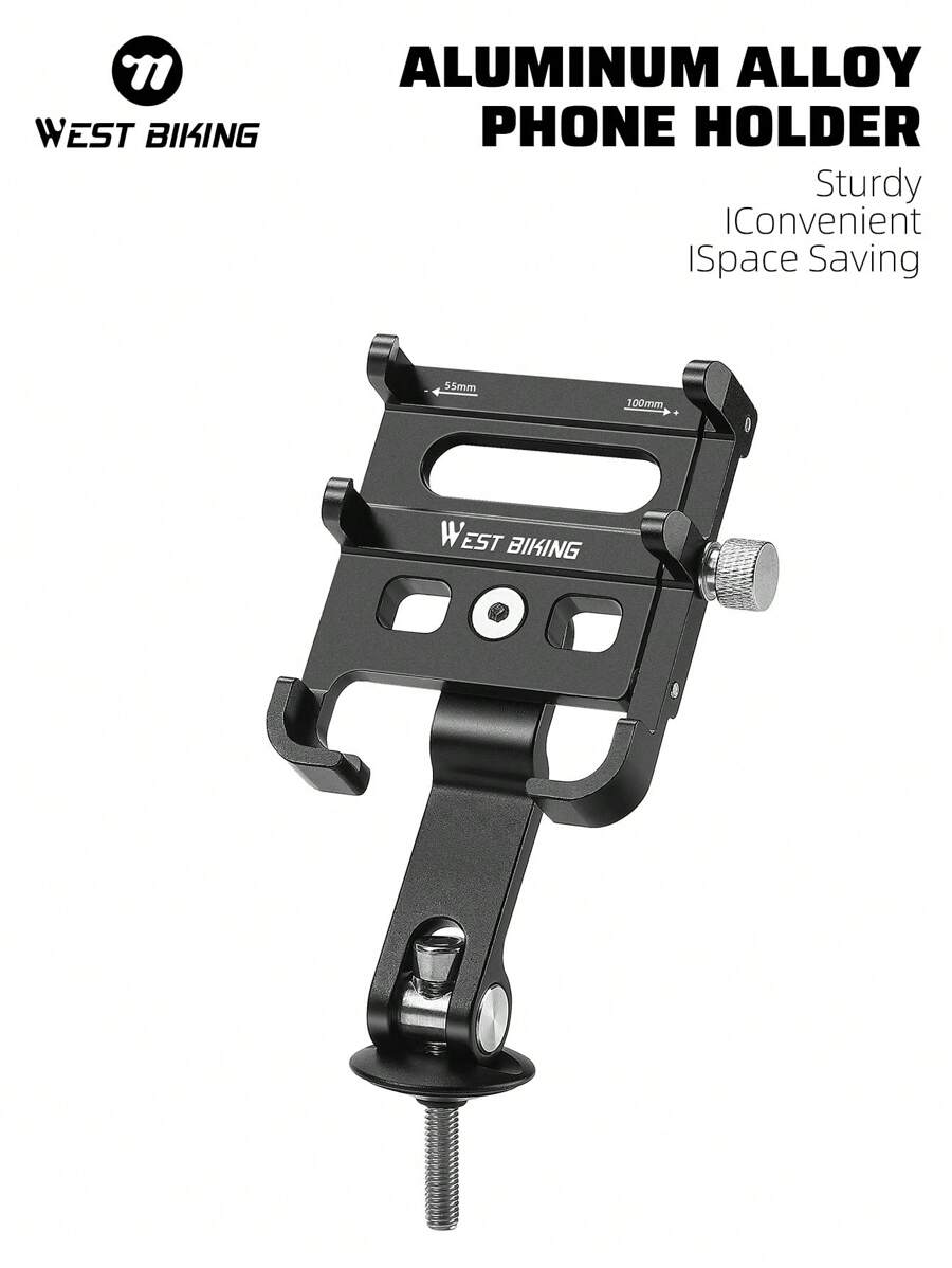 WEST BIKING TÂY BIKING Hợp kim nhôm Giá đỡ điện thoại trên xe đạp 4 móng vuốt Giá đỡ cốc Chống sốc Xe đạp leo núi & Giá đỡ xe đạp đường bộ - màu đen - Xem 1