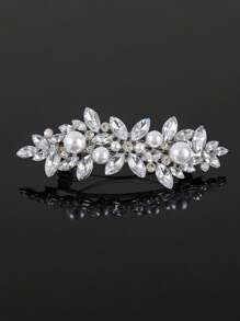 1pc Fashionable Elegant Alloy Hair Clip With Rhinestones Hair Accessory
