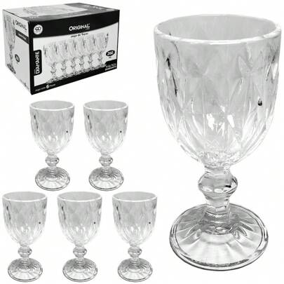 Jogo de 6 Taças Diamante em Vidro Transparente  260ml - Original Line