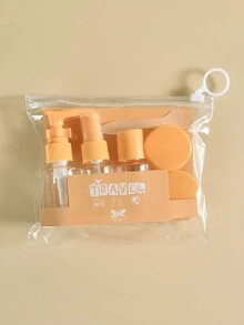 5件/套旅行瓶化妆品瓶套装可重复罐瓶套装喷雾乳液洗发水沐浴露管瓶化妆品空液体容器便携式工具补充装，瓶子便携式盥洗袋套装按压喷雾瓶乳液洗发水霜空瓶，适合短途旅行化妆品包装，旅行配件