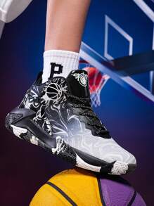 Men's Outdoor Basketball Shoes Rubber Sole Comfortable Breathable Sports Shoes - Black - View 7
