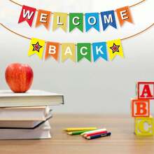 1 Set Welcome Back Letter Fish Tail Flag, Welcome Back To School Banner, Back To School Decoration - Red - View 3