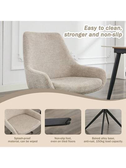 Dining Stoel (Set Of 2), Ergonomic Upholstered Chair, Swivel Armless Room, Kitchen, Living Room view 5