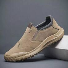 Zapato casual hombre moda sin cordones, calzado hombre antideslizante, transpirable, ligero, deportes, aprendizaje, conducción, regalos, 25MX - 27MX - Caqui - Ver 8