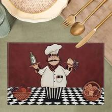 4入組復古食物圖案餐墊，廚房餐桌餐墊，裝飾配件，耐熱餐墊，房間裝飾，餐桌裝飾，適用於家庭、餐廳、露營、派對和其他場所 - 彩色 - 查看 7