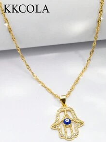 KKCOLA Collar ojo detalle accesorio mano Hamsa - Amarillo Oro - Ver 2