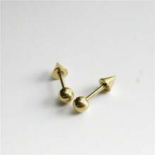 2PCS Spike Stainless Steel Helix Piercing Earrings Antenna Ear Piercing Barbell Cartilage Body Piercing - Yellow Gold - View 5