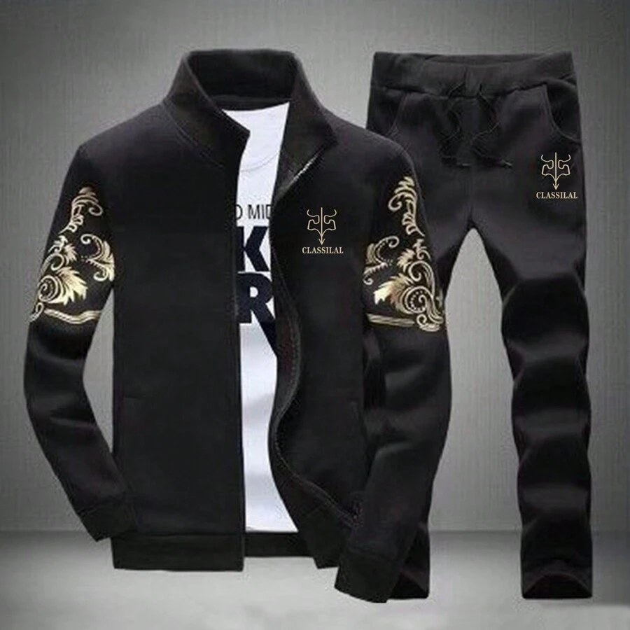 Men's Casual Zipper Sportswear Set, Suitable For Spring/Autumn