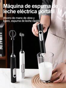 1 pieza Vaporizador de milk con Cabezal de repuesto , moderno plata recargable Mezclador de bebidas eléctrico para cocina Electrodoméstico eléctrico y portátil: batidora de huevos, máquina de espuma de leche, mezclador de leche, máquina de batir leche, batidora eléctrica inalámbrica, máquina automática de montar nata, mezclador para pastelería y café, mezclador portátil mini para espuma de leche - Blanco - Ver 2