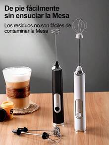 1 pieza Vaporizador de milk con Cabezal de repuesto , moderno plata recargable Mezclador de bebidas eléctrico para cocina Electrodoméstico eléctrico y portátil: batidora de huevos, máquina de espuma de leche, mezclador de leche, máquina de batir leche, batidora eléctrica inalámbrica, máquina automática de montar nata, mezclador para pastelería y café, mezclador portátil mini para espuma de leche - Blanco - Ver 3