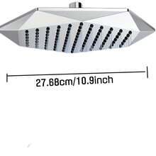 High Pressure Rain Shower Head -11 Inch (About 27.9 Cm) Diamond-Shaped Shower Head Covers The Whole Body, Anti-Clogging Silicone Nozzle Adjustable Brass Ball Joint For A Luxurious Shower Experience - Silver - View 2