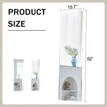 Door Mirror Full Length, 52"X 15.5" Full Body Over The Door Hanging Wall Mounted Mirror For Bedroom, Living Room, Cloakroom,Door Mirror Full Length, Full Body Over The Door Hanging Wall Mounted Mirror For Bedroom, Living Room, Cloakroom, Round White - 米色 - 查看 7