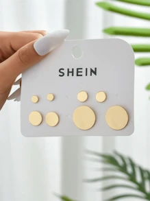 時尚的幾何形耳環套裝，簡單且百搭的設計，具有審美感 - 金黃色 - 查看 7