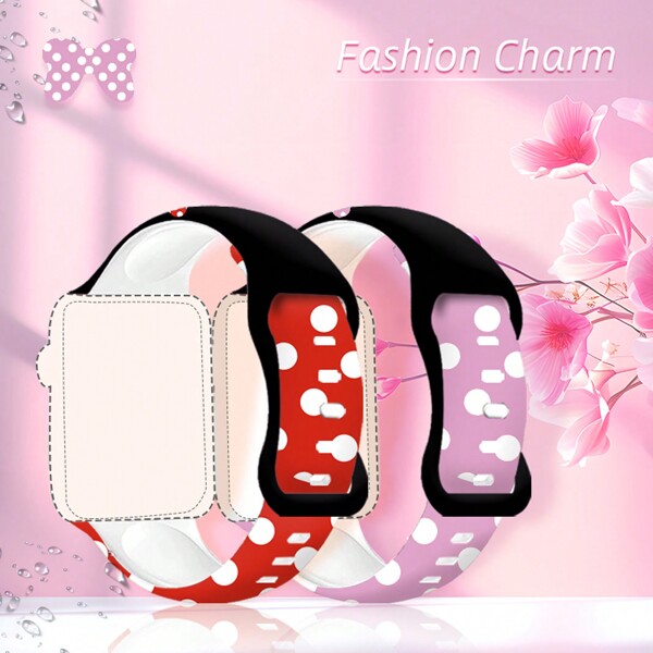1pc Cute Polka Dot Design Silicone Waterproof Watch Band Compatible With Apple Watch Band, 38mm 40mm 41mm 42mm 44mm 45mm 49mm, Sporty & Fashionable, Smart Watch Strap