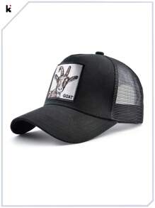 KKISSBAOBEI 1pc Trucker Hat With Embroidered Goat Patch, Suitable For Casual, Sports, Travel Use
