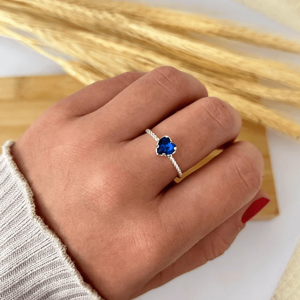 Women Single Ring - Navy Blue - View 1