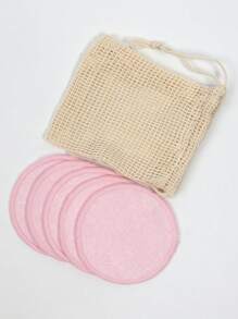 Makeup Remover Pads With Storage Bag - Pack Of 5/10/20, Soft And Reusable Rounds, Suitable For Cleansers, Washable Bamboo Pads, Ideal For All Skin Types - Baby Pink - View 2