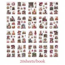20Pcs/Book Sticker Book, Magic Manual Series, Exquisite Fantasy Magic Theme And Flower Stickers, Die-Cut And Easy To Tear, Scrapbook Supplies, Decorative Notebook Photo Frame Phone Case Water Cup Garbage Magazine DIY Back To School - Multicolor - View 9