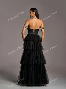 Faeriesty Vrouwen Formele & Avondjurken Zwarte Elegante Prom Bruiloft Gastjurk, Voor Afstuderen, Diner