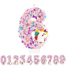 1pc Pink Unicorn Birthday Number Candles,Cake Numeric Candles Sequins 0-9 Numeral Candle,Unicorn Theme Party Cake Topper Anniversary Party Decor Supplies Cake Decorating Cake Topper Cake Decorations Cake Decor Cake Decorating Tools - Pink - View 10