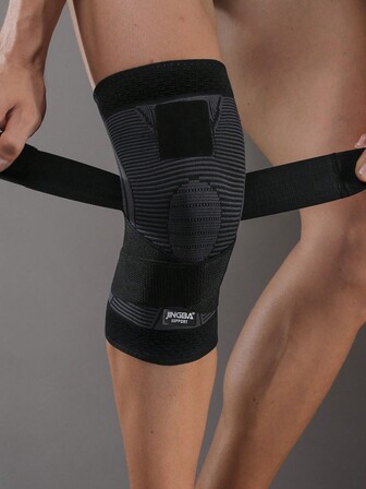 JINGBA SUPPORT 1 pieza Manga elástica y transpirable para rodilla con correa ajustable para mujeres y hombres, para baloncesto, ciclismo y correr