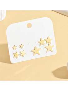 時尚的幾何形耳環套裝，簡單且百搭的設計，具有審美感 - 金黃色 - 查看 5