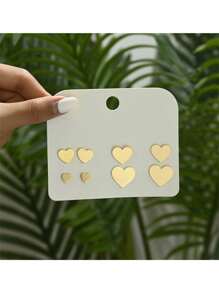 時尚的幾何形耳環套裝，簡單且百搭的設計，具有審美感 - 金黃色 - 查看 3