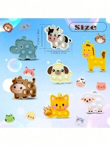 Animal Sheep Cat Dogs Pop Fidget Key Chain Push Bubble Poppers Sensory Stress Relief Squeeze Key Chain Party Favors(Random Style) - Multicolor - View 5