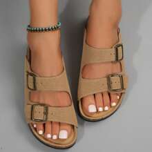 Women's Cork Insole Sandals,Soft Sandals,Adjustable Buckle Non-Slip Sandals - 棕色 - 查看 4