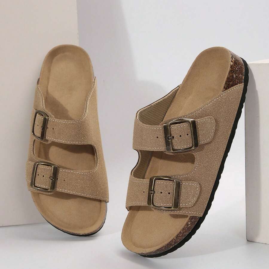 Women's Cork Insole Sandals,Soft Sandals,Adjustable Buckle Non-Slip Sandals - 棕色 - 查看 1