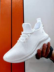 Men's Breathable Lightweight Mesh Lace-up Running Shoes Black Walking Athletic Sneakers