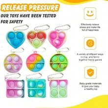 32 Pcs Mini Pop Keychain Fidget Toys Stress Relief Hand Toys, Easter Basket Stuffers Mini Pop Push It Fidget Toy Keychain For Adults, Mini Pop Push It Bubble Fidget Sensory Toys - Multicolor - View 2
