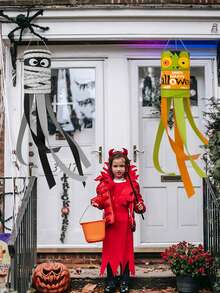 1pc Halloween Windsock Flag Spooky Cartoon Flag Wind Socks Pumpkin Bat Ghost Monster Outdoor Hanging Decorations - Multicolor - View 7