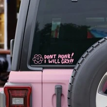 Don't Honk! I'll Cry Funny Bumper Sticker - Car Decal - Cute Car Accessory - Letter Print - Glass Surface - Self-Adhesive - Single Use - Fantasy Theme - Asymmetric Shape - Matte Finish - Multicolor - View 10