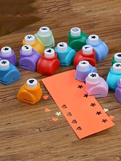 1pc 6pcs/17pcs Mini Embossing Punch Set, Mixed Color, Creative Portable Paper Cutting & Embossing Tools For DIY Scrapbooking, Greeting Cards, And Journal Decoration Color Random Birthday Gift Halloween Gift