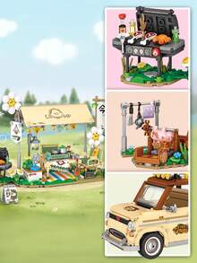 LOZ 新品积木益智儿童拼装玩具露营帐篷模型套装咖啡车创意摆件男孩女孩小颗粒积木生日礼物房间装饰 - 彩色 - 查看 5