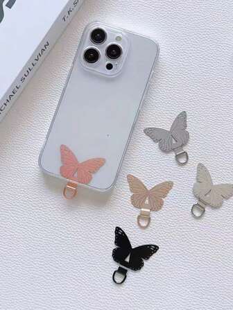 1pc Minimalist Fashion Creative Stainless Steel Metal Butterfly Decorative Pendant Fit For Galaxy Phone Case