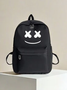 1 pieza Mochila escolar de gran capacidad, de moda para volver al colegio, mochila multifuncional con mochila de cintura, bolso de combinación, unicolor, de nailon, ajustable, con múltiples bolsillos, mochila para libros, ligera y portátil, con cremallera, perfecta para graduados, adolescentes, viajes al aire libre, escuela secundaria y universidad. Estampado aleatorio, estilo gótico punk steampunk y fantasma de Halloween para adolescentes, estudiantes universitarios y chicas de fiesta. - bolso escolar impreso - Ver 17