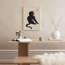 Bộ 3 Vintage Nhật Bản Tường Nghệ Thuật Tranh In Canvas Mèo Áp Phích In Hình Ếch Trang Trí Nhà Nhật Bản Ếch Nhảy Trong Nước Trang Trí Treo Tường unframed - Màu be - Xem 3