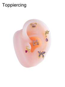 Toppiercing 1 chiếc khuyên xỏ hình trái tim bằng thép không gỉ hình bướm đính đá Zirconia phiên bản Hàn Quốc thời trang cho ngày lễ tình nhân, mẹ, mẹ, ngày của mẹ, quà tặng - Nhiều màu - Xem 2