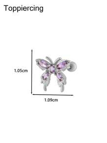 Toppiercing 1 chiếc khuyên xỏ hình trái tim bằng thép không gỉ hình bướm đính đá Zirconia phiên bản Hàn Quốc thời trang cho ngày lễ tình nhân, mẹ, mẹ, ngày của mẹ, quà tặng - Nhiều màu - Xem 7
